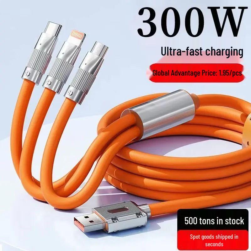 

Geek 6A Super Fast Charging Three-in-One Multi-functional Phone Data Cable 1.2m Geek 3-in-1 оранжевый