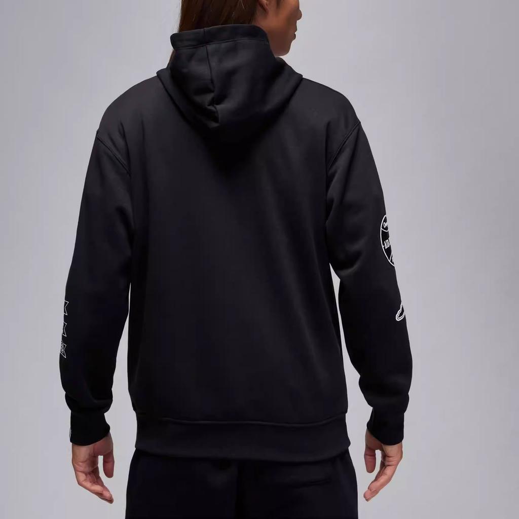 Jordan Solid Color Sports Training Casual Hoodie With Fleece Lining Long Sleeve Men Tops Black FN4617-010