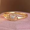 Vintage Inleg Werk Wit CZ Damesring Etnisch Goudkleurig Geometrie Dagelijkse Slijtage Feest Sieraden Jubileum Cadeau