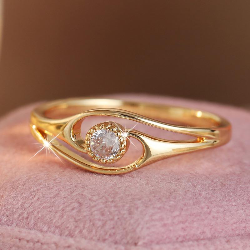 Vintage Inleg Werk Wit CZ Damesring Etnisch Goudkleurig Geometrie Dagelijkse Slijtage Feest Sieraden Jubileum Cadeau