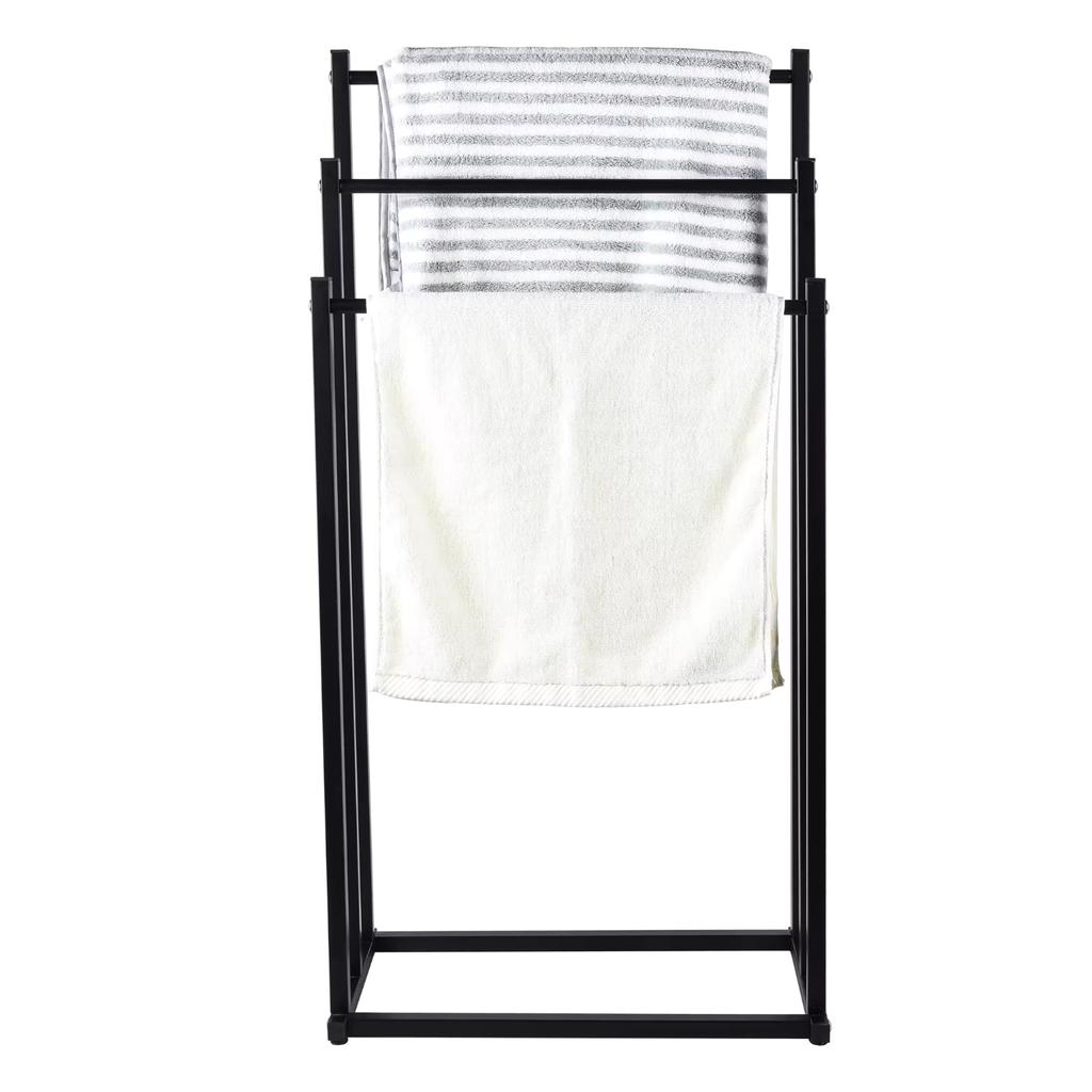 Loft Bathroom Rack with Three Arms, Black Metal Holder, Loft Hanger