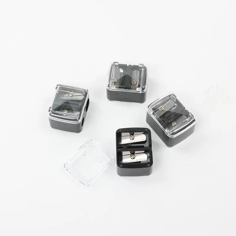 Dual-Hole Pencil Sharpener with Lid for Fine and Thick Makeup or Eyebrow Pencils