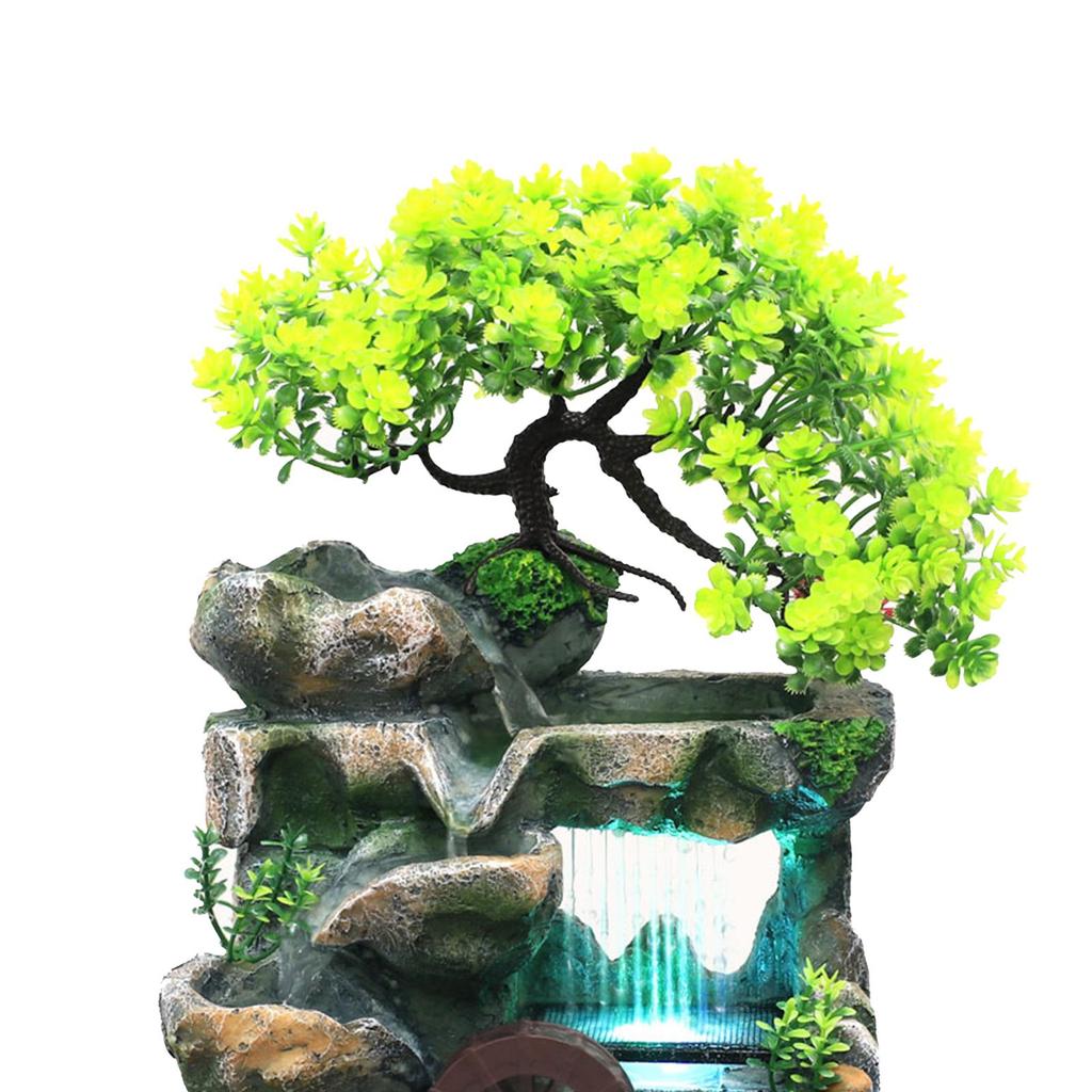 Indoor Waterfall Fountain Tabletop Resin LED Illuminated Landscape for Housewarming Room Ornament