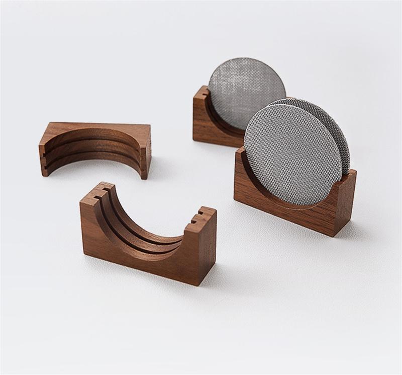 Walnut Espresso Coffee Filter Holder for 51mm/53mm/58mm Coffee Filters Universal Filter Storage Rack Coffee Puck Screen Stand