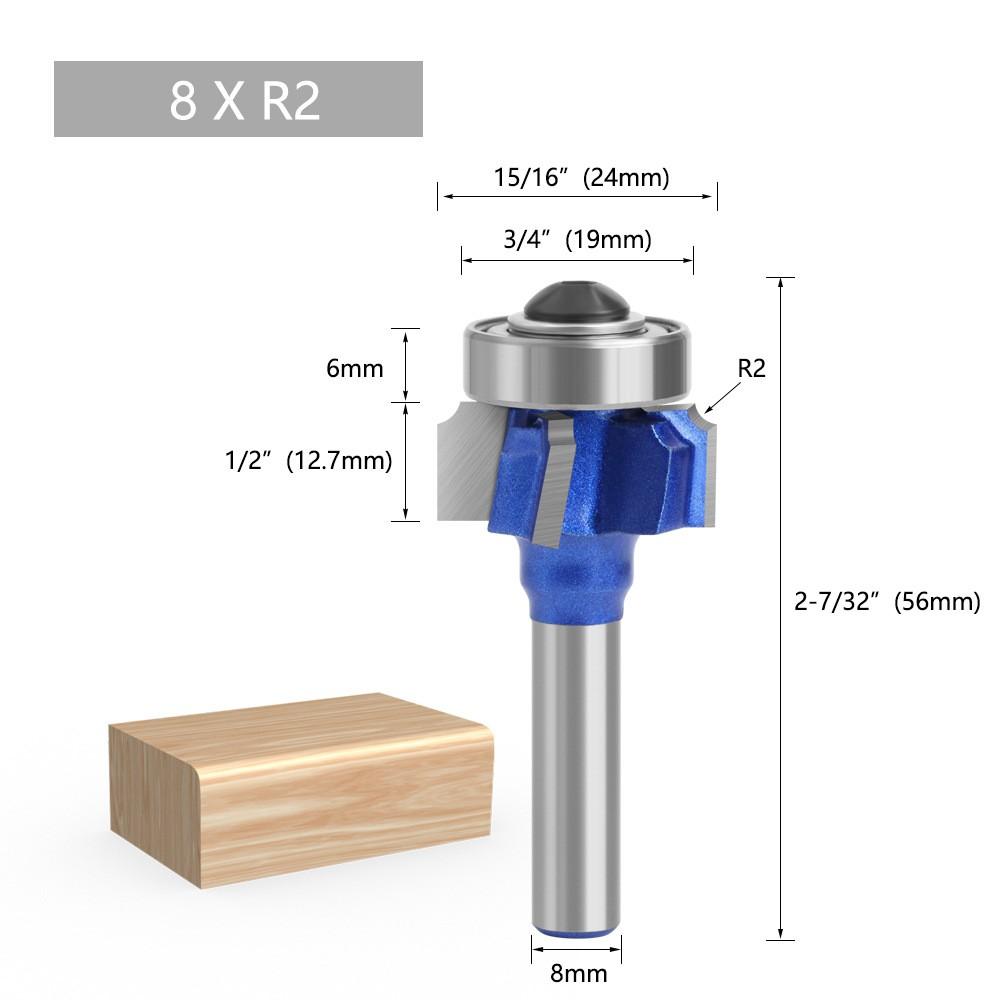 6/8MM1/4 Shank 4 Corner Router Bit R1 R2 R3 Trim Edging Woodworking Bit for Wood