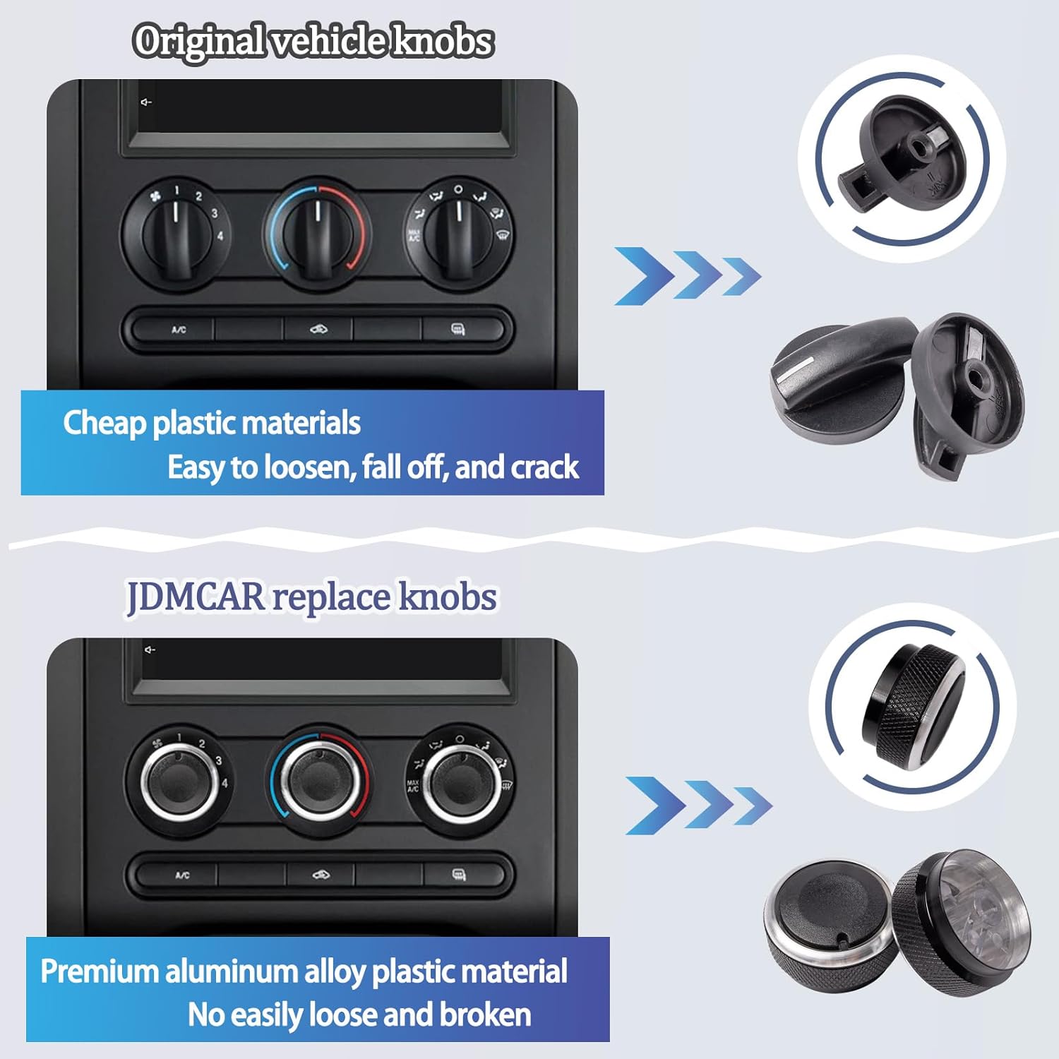 Upgrade Control Switch Knob Compatible with Ford F150 Accessories 2004 2005 2006 2007 2008,Replaces 3F2Z-18519-AA Air Conditioning Climate Control