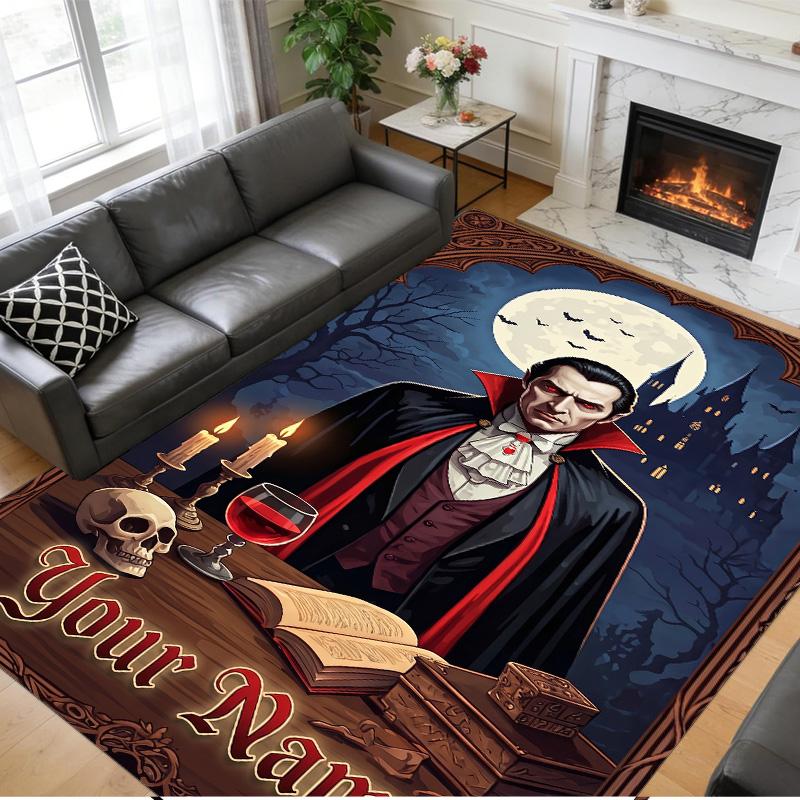 Crystal Velvet Rug Custom Name Text, Soft Non Slip Floor Mat Home DecorDracula