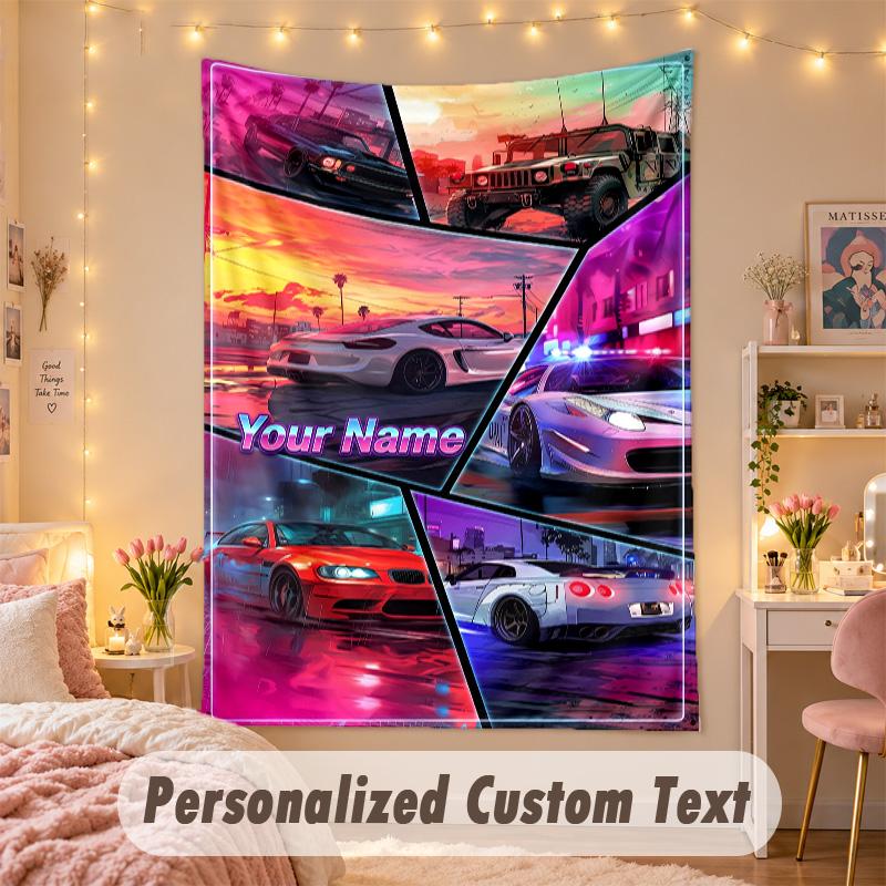 Benutzerdefinierte Personalisierte Wandteppich, GTA Druck Benutzerdefinierter Name Text Wandkunst zum Aufhängen für Schlafzimmer