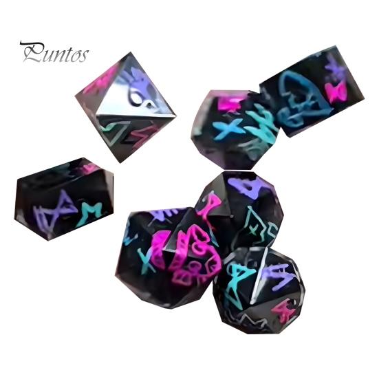 

7 шт./набор винтажных многогранных игральных костей, портативные резные игральные кости из эпоксидной смолы с несколькими сторонами, реквизит для взрослых, семейных вечеринок, настольных игр, необходимых вещей 1 Set