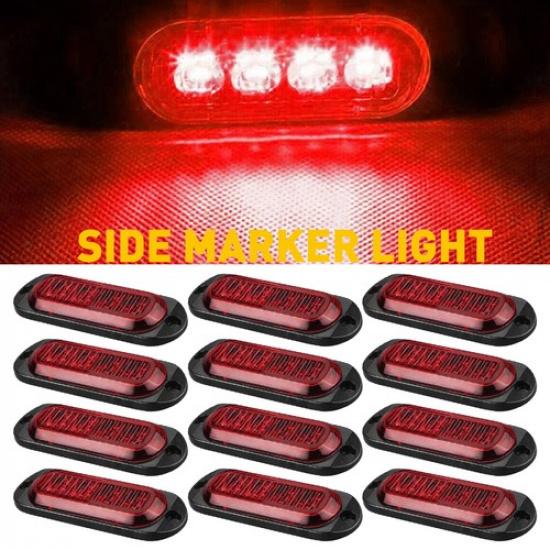 4LED Oval Amber/Red Side Turn Light Tail Clearance Lamp Truck Trailer RV Pick-Up