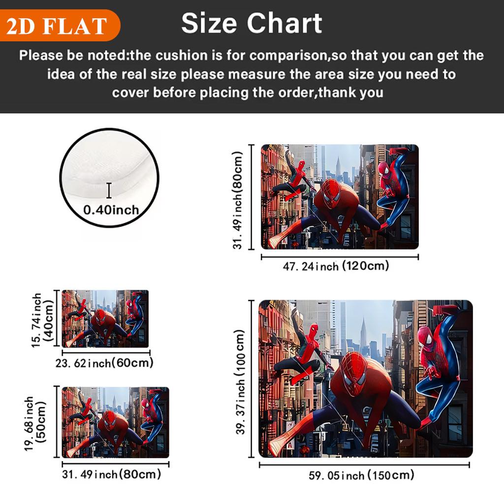 Bath Mat 1pc, Spider for Man Team Up, MARVEL Flannel Rectangular Mat, Bathroom Non-slip Entrance Mat, Fun Door Decoration Mat,
