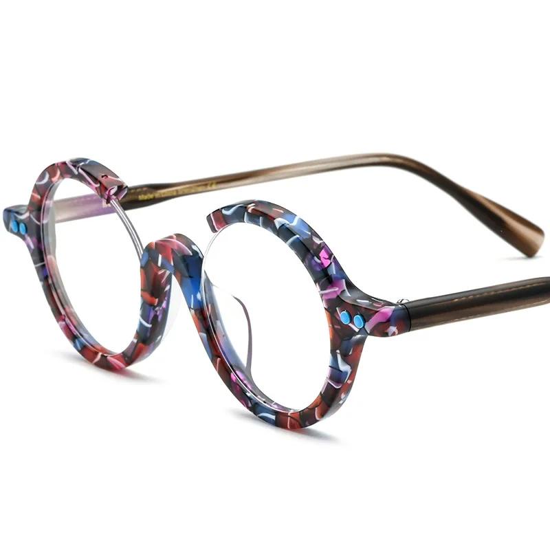 2025 Ins Acetate Personalized Handmade Multicolors Eyeglasses Optical Prescription Men and Women Classical Glasses with Case