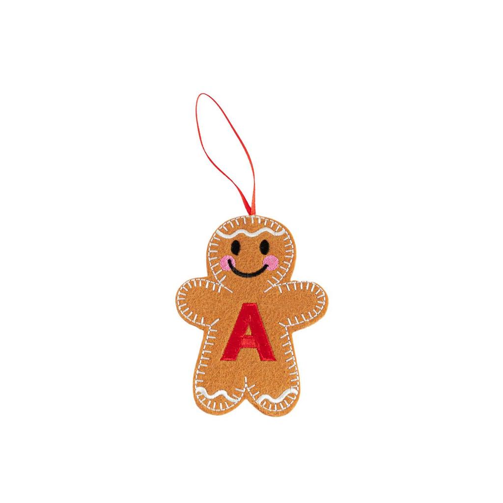 Blush Gingerbread Man Christmas Tree Ornaments - Hanging Party Scene Decorations with Holiday Letter Pendant