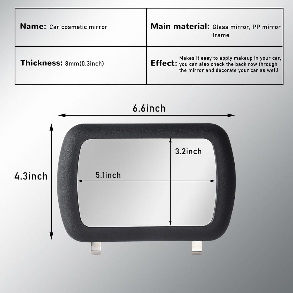 Car Sun Visor Vanity Mirror, Clip-On Automotive Makeup Sun-Shading Mirror, Universal Vehicle Sun Visor Cosmetic Vanity Mirror For Women Girls,
