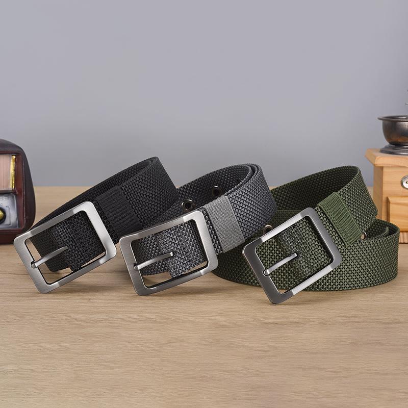 Casual Men'S Woven Belt Imitation Nylon Canvas Tactical Belt Outdoor Simple Pin Buckle Belt