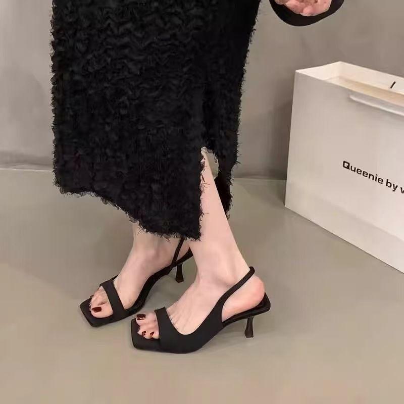 Premium French square head lightweight high-heeled fairy sandals 2025 summer with skirt dopamine women's single shoes