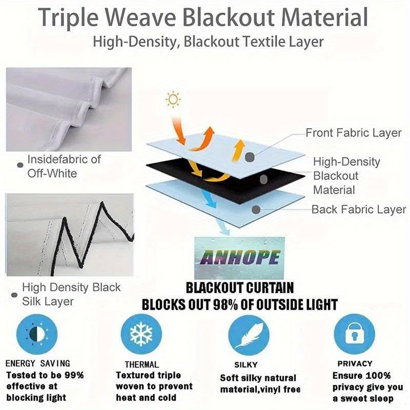 2pcs Bohemian Sun Moon Curtains - Glittering Stars & Galaxy Design   Black Polyester Light Blocking Drapes with Blue & Golden Acc