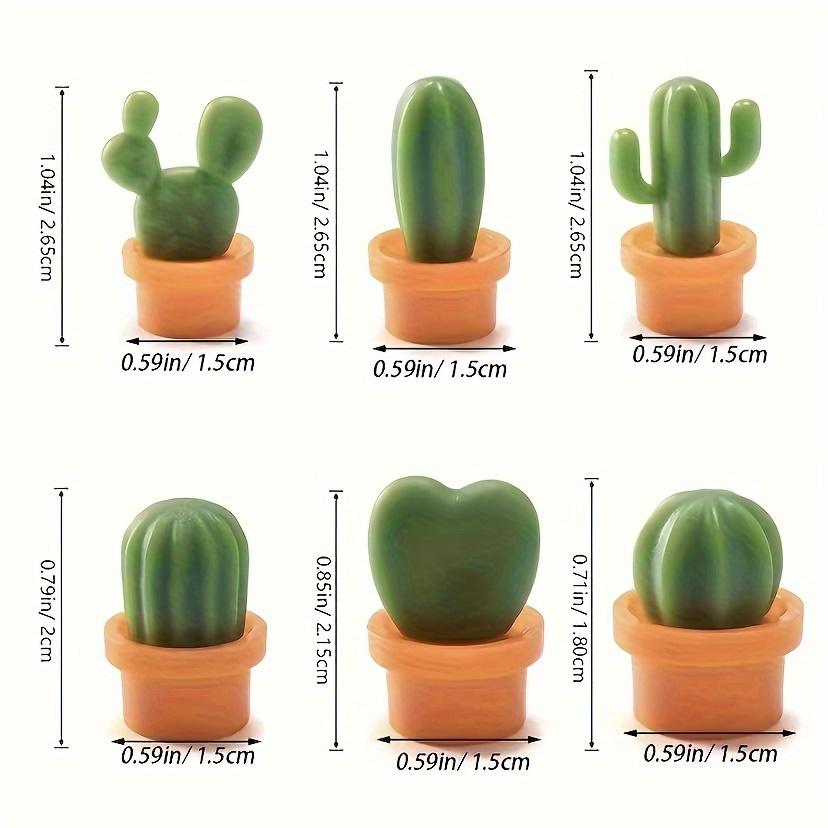 6 szt. Uroczych magnesów na lodówkę z kaktusami - Kreskówkowy wzór roślinny, Trwały materiał ABS, Owalny kształt do dekoracji kuchni i jadalni