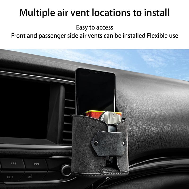 Car Vent Storage Bag Air Vent Pocket Multifunctional Storage Pouch For Keys Sunglasses Cell Phone Holder With Hook Car Interior
