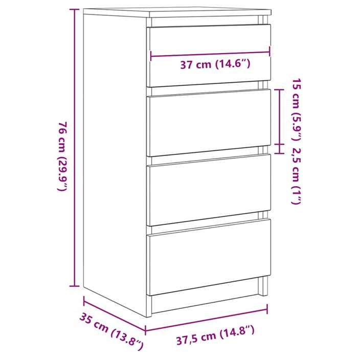 VidaXL Buffet Brown Oak 37.5x35x76 Cm Engineered Wood, Storage Furniture, Kitchen Storage Furniture, Furniture of 861757