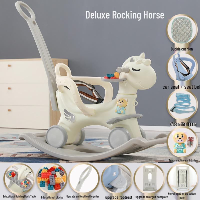 Children’s Wooden 2-in-1 Rocking Horse & Stroller - Ideal Birthday Gift for One-Year-Olds