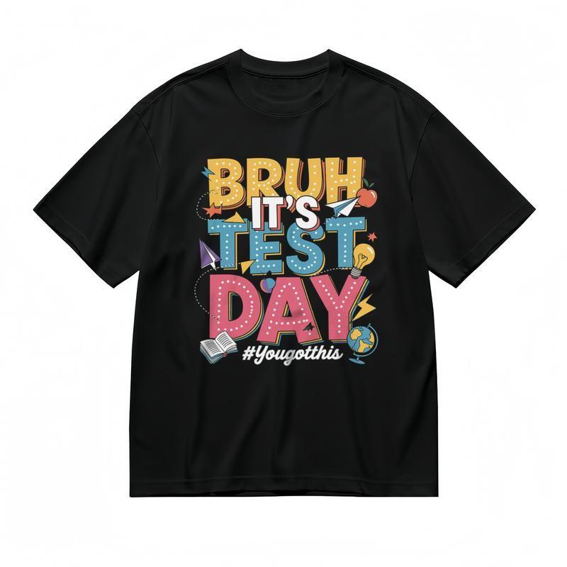 

Women s Classic T-Shirt Colorful Test Day Encouragement Apple Book Design Tee L