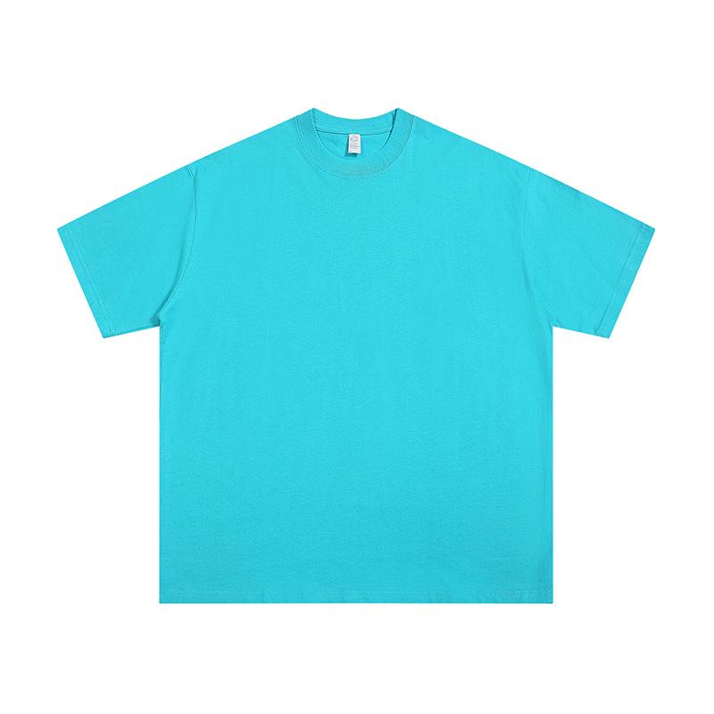 Wine Red Heavyweight Pure Cotton Short Sleeve T-Shirt, Thick Loose Half Sleeve, Small Collar Men's Plain Base Layer