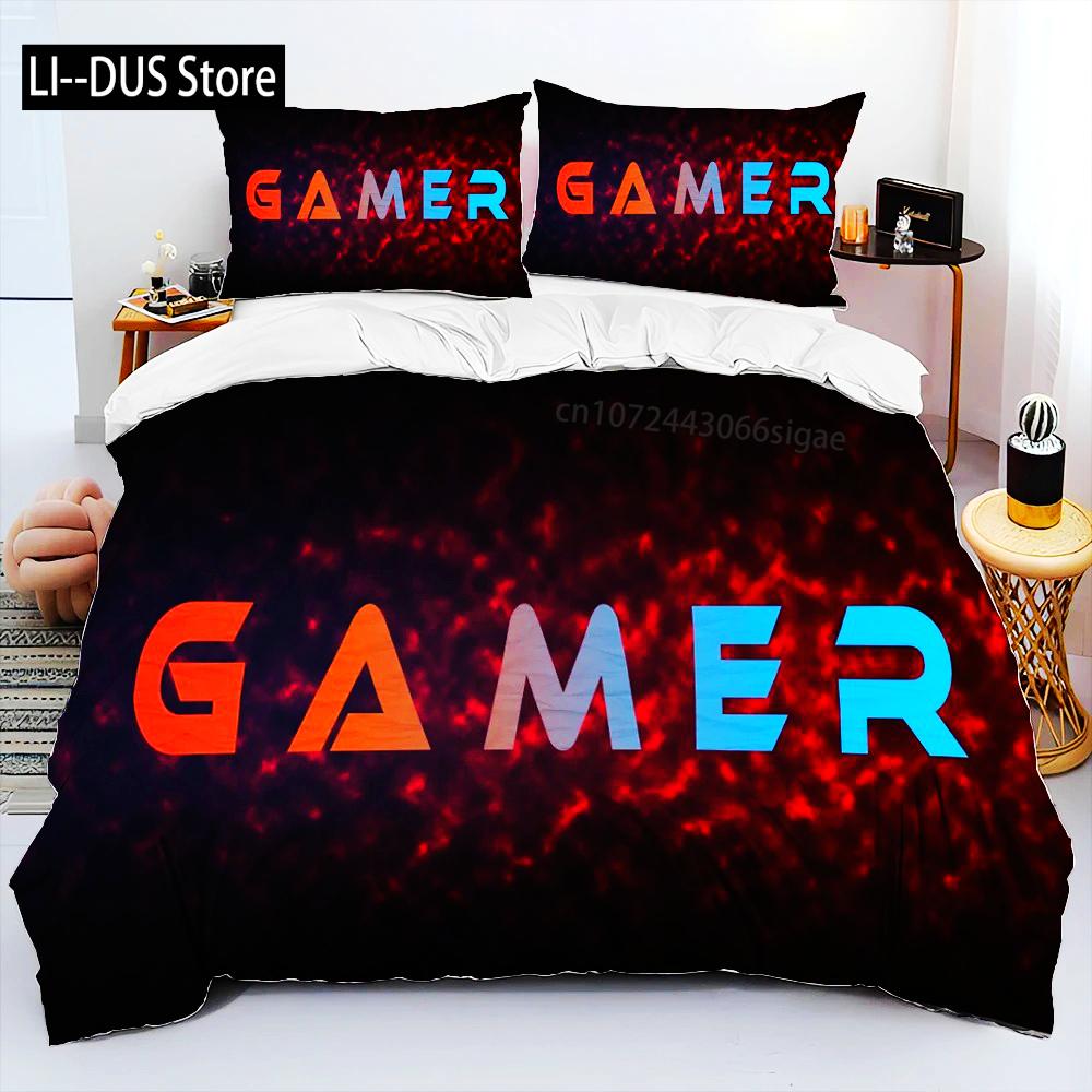 

Comforter Gamer Game Over Cartoon Comforter Bedding Set Bed Set King Queen Size Bedding Set Adult Boys Comforter (quilt)-EU Single(135*200cm)3pcs