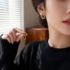 Vintage Maillard Tiger'S Eye Stone Irregular Oval Stud Earrings Women'S Niche Design Temperament Earrings Ear Jewelry