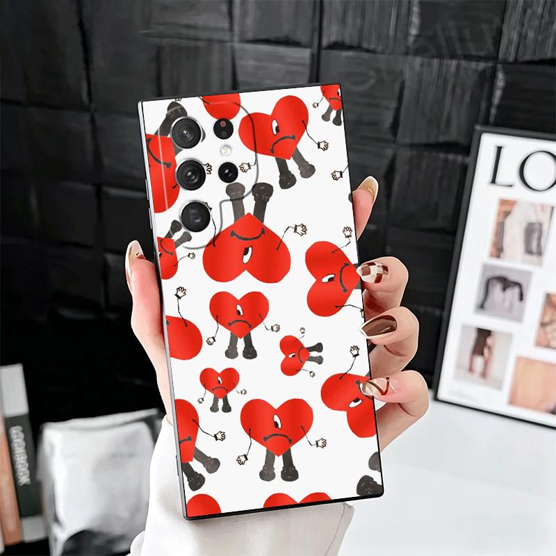 Bad Bunny Heart Soft Phone Case for Samsung Galaxy S26 S25 Edge S24 Ultra S23 Plus S22 S21 FE S20 Black Cover Back Shell
