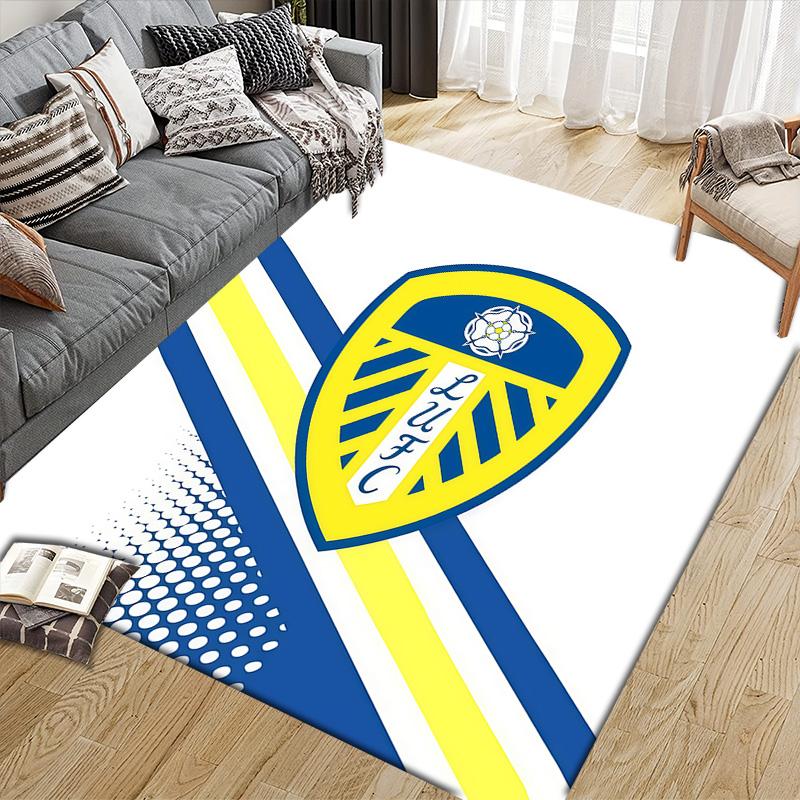 Leeds United Flannel Pattern Square Carpet,Area Rug,Carpet Rug for Living Room Bedroom Sofa Playroom Decor,Non-slip Floor Mat