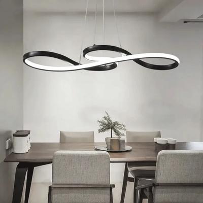 Moderní LED lustr, severské závěsné světlo se zlatou dekorací, černo-bílé minimalistické osvětlení pro obývací pokoj, jídelnu