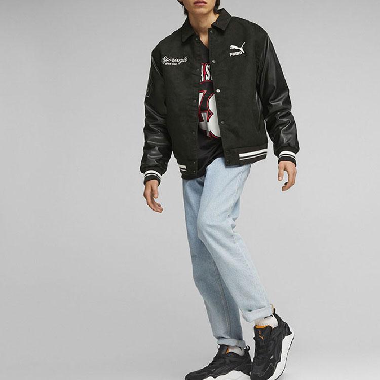 Puma Color Block Letter Print Casual Long Sleeve Jacket Men Jackets Black 623509-01