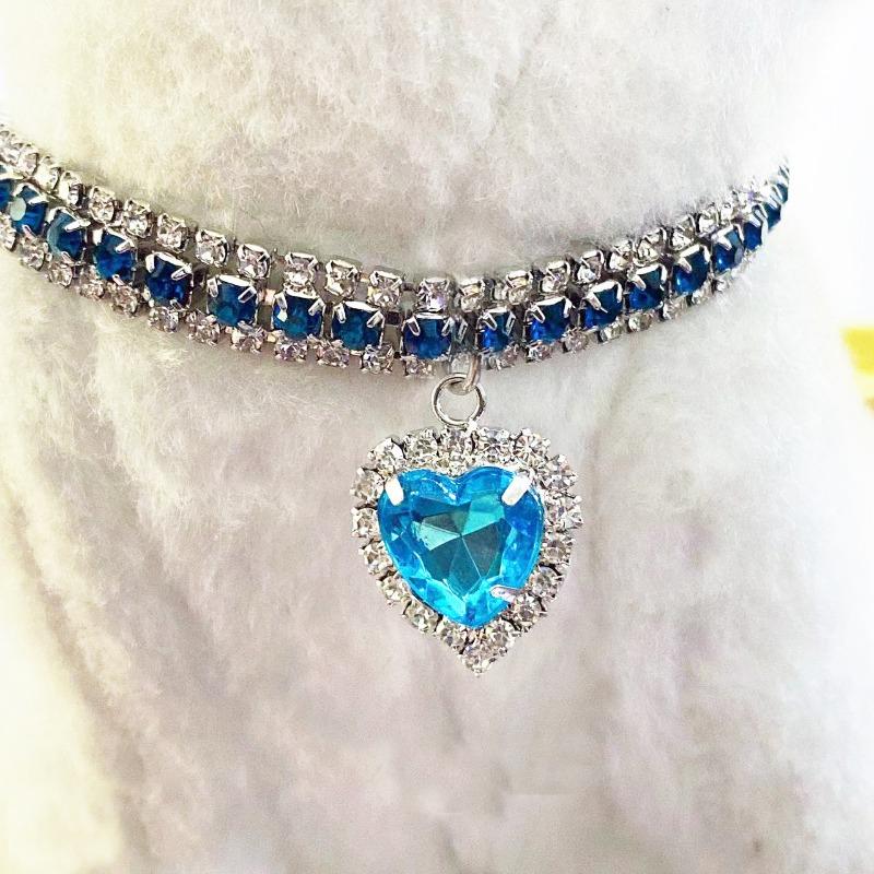 Herzförmig Tränenförmig Diamant Katzenhalsband Luxus Haustier Hals Dekorative Produkte Niedlich Bling Hund Kristall Anhänger Diamant Halsband