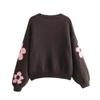 2025 Autumn and Winter New Women's Clothing V-neck Three-dimensional Inlaid Flower Lazy Wind Knitted Jacket