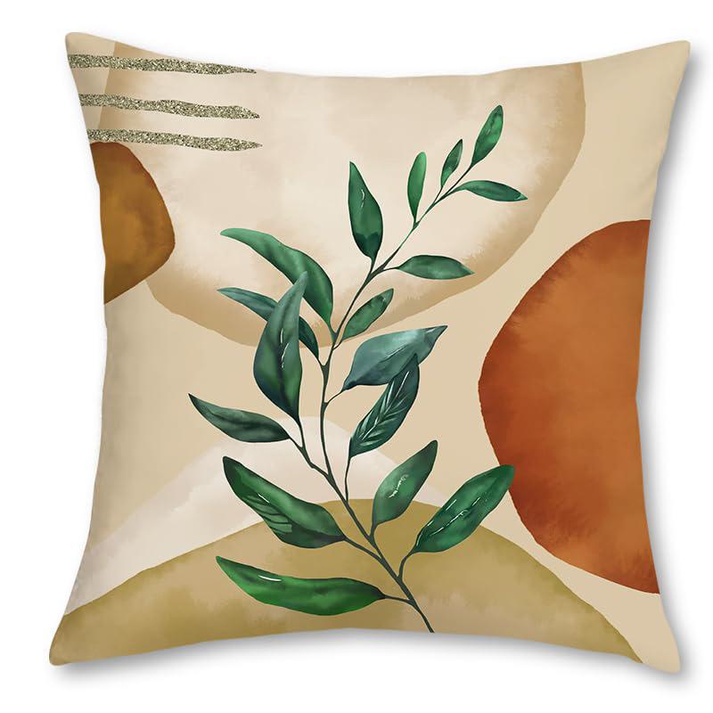Home Decor Tropical Leaf Geometric Pattern Throw Pillow Covers Pattern Cushion Cover Suitable For Sofa Bedroom Car Pillow Cover