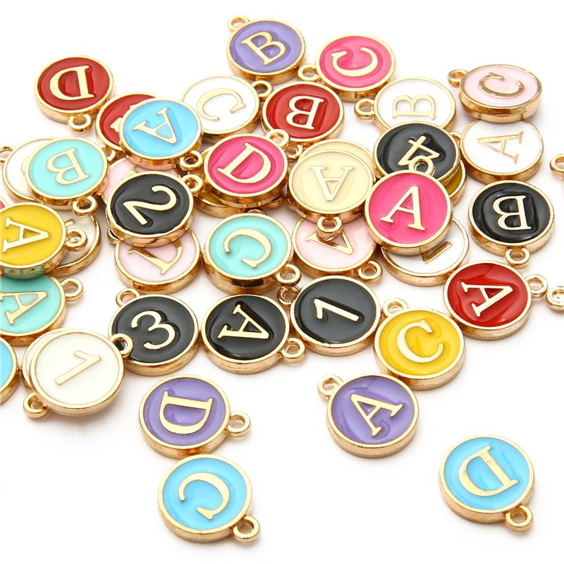 26Pcs A-Z English Letters Alloy Enamel Pendants Number Alphabet Charms For DIY Bracelet Necklace Jewelry Making Accessories