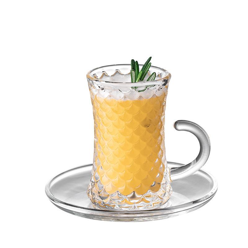 Transparente Glas-Kaffeetasse Untertasse Haushalt Schwarzer Tee Glas Wasserbecher Europäisch High-End Exquisit Nachmittagstee Tasse Dekoration