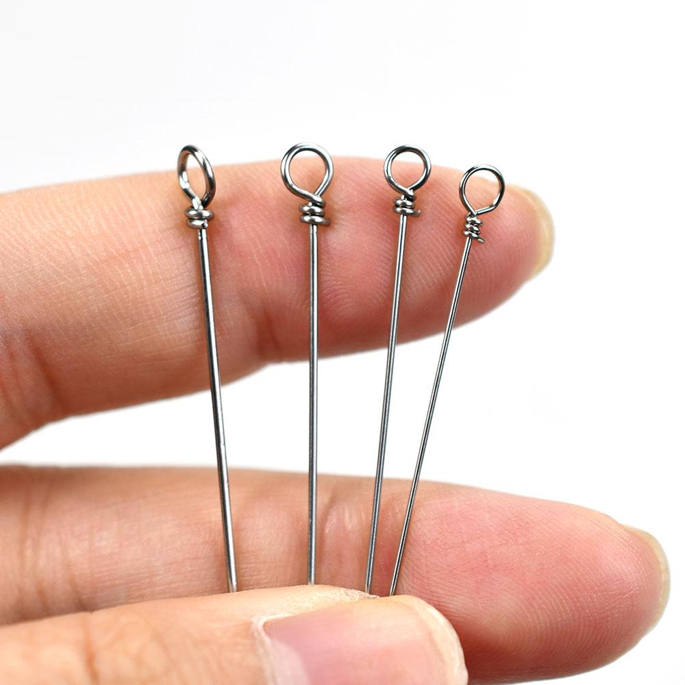 30pcs Fishing Looped Spinner Shaft Stainless Steel Wire Fishing Lure Making Kit Rigs for Freshwater Bass Trout Walleye Salmon