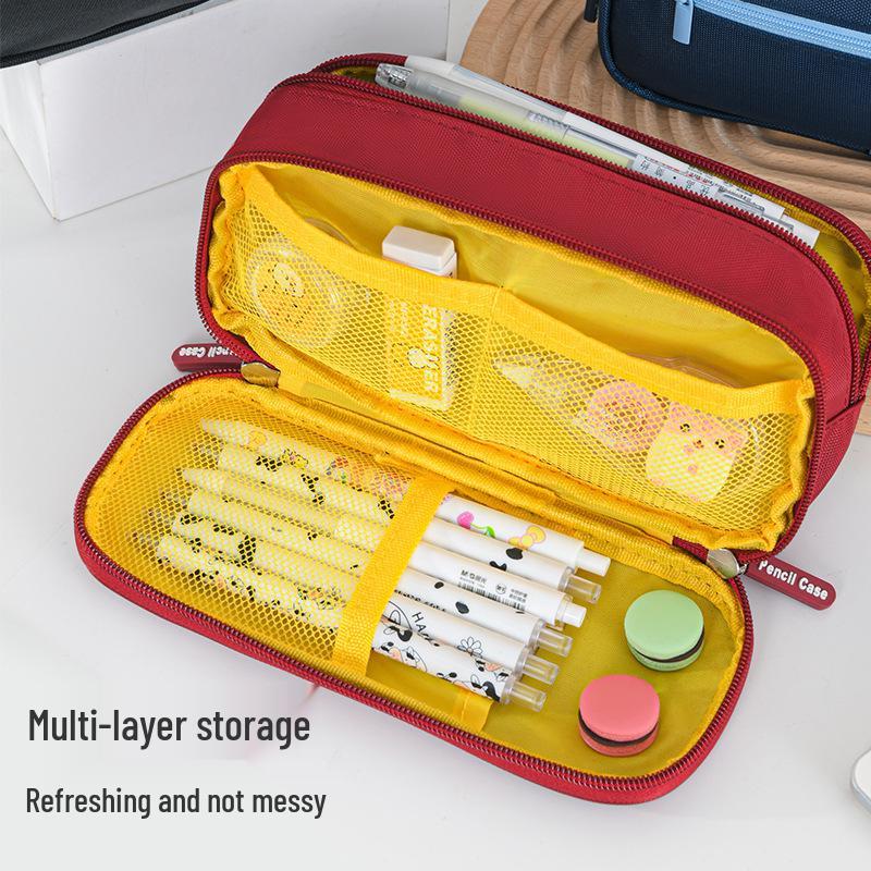 Double Layer Large Capacity Stationery Pencil Case - Korean Style for Middle School Students