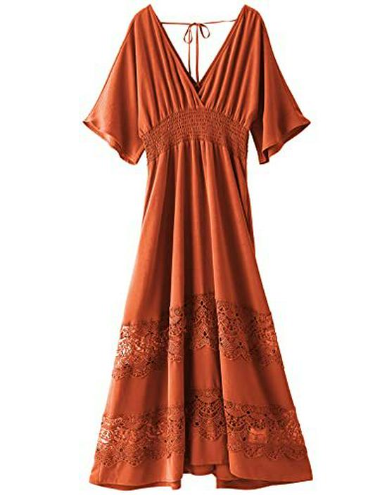 Elegant French Fashion V-Neck Lace Dress: Sexy, Waist-Cinching, Slim-Fit, Ruffled Long Skirt