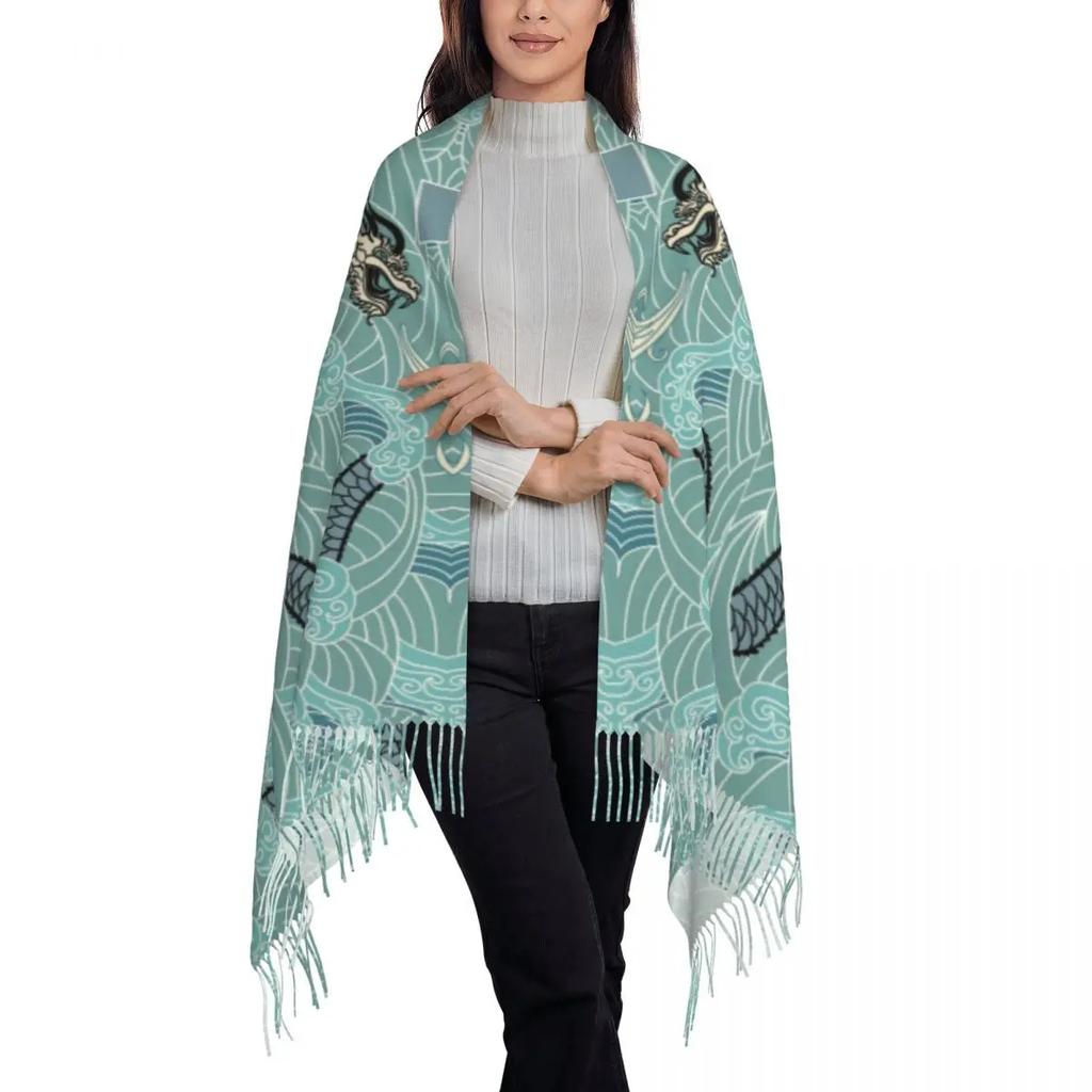 Custom Gusu Lan Sect The Untamed Tassel Scarf Women Soft Mo Dao Zu Shi Wei Wuxian Shawl Wrap Lady Winter Fall Scarves