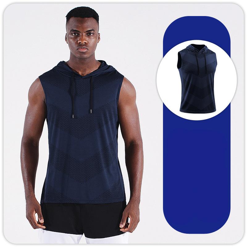 Herren Laufweste Tank Hoodies Ärmellose Shirts Jogging Sportblusen Fitness Tops Gym Marathon Fitnessbekleidung