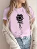 Women's Short Sleeve Crew Neck T-Shirt - Spring Summer Casual Blouse Suitable for Warm Weather, Opaque Round Neck Top with Minimalist Letter