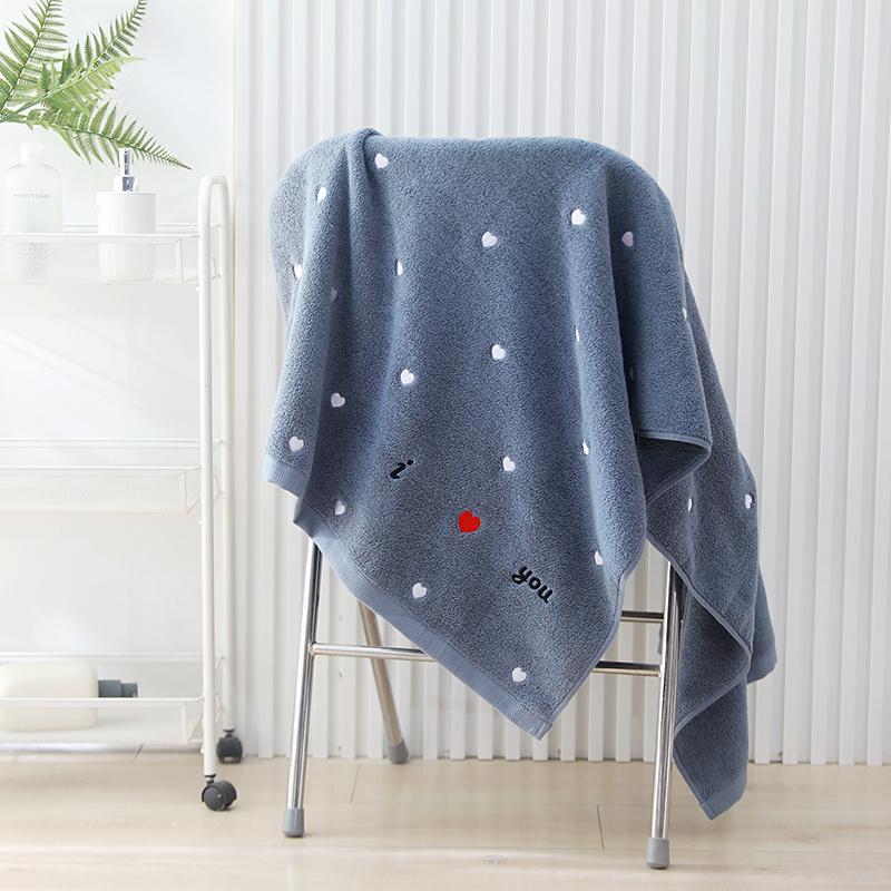 Heart Embroidered Luxury Cotton Towel Set - 480 GSM, Soft & Thick, Ideal for Couples or Valentine's Day, Includes 1 Bath & 1 Hand Towel