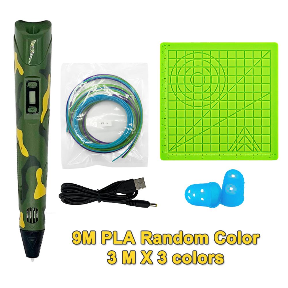 USB 3D Printing Pen DIY Drawing 9M PLA Filament Three-dimensional Graffiti Toys Art Tools For Kids Birthday Christmas Day Gift