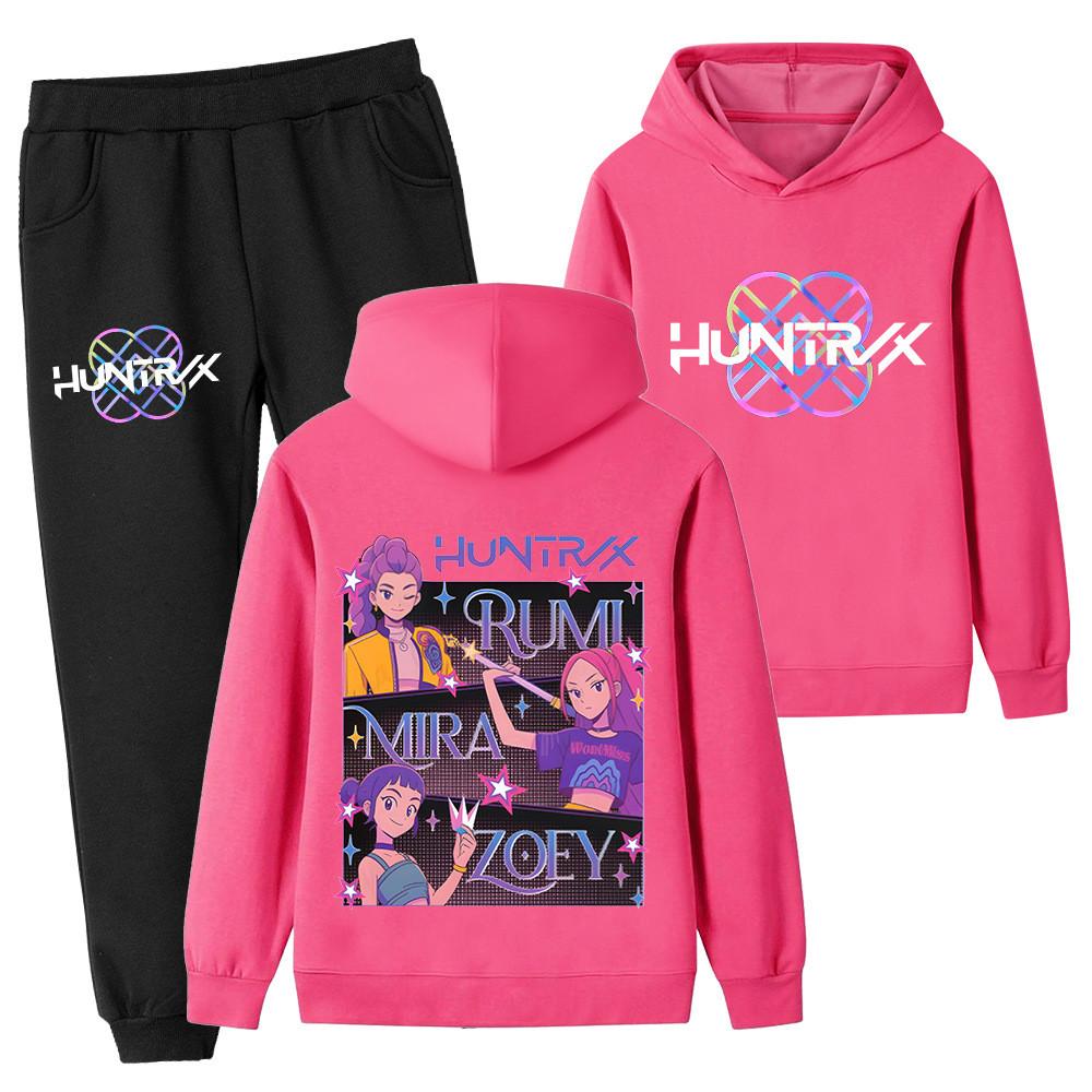 PB1225-2 Kids Boys Girls Kpop Mira Zoey Rumi Double-sided Print Long Sleeves Hoodie Pants Trousers Clothes Sets