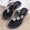 Women's Rhinestone Floral Thong Sandals - Strap Casual Summer Shoes Flip-flops Slippers