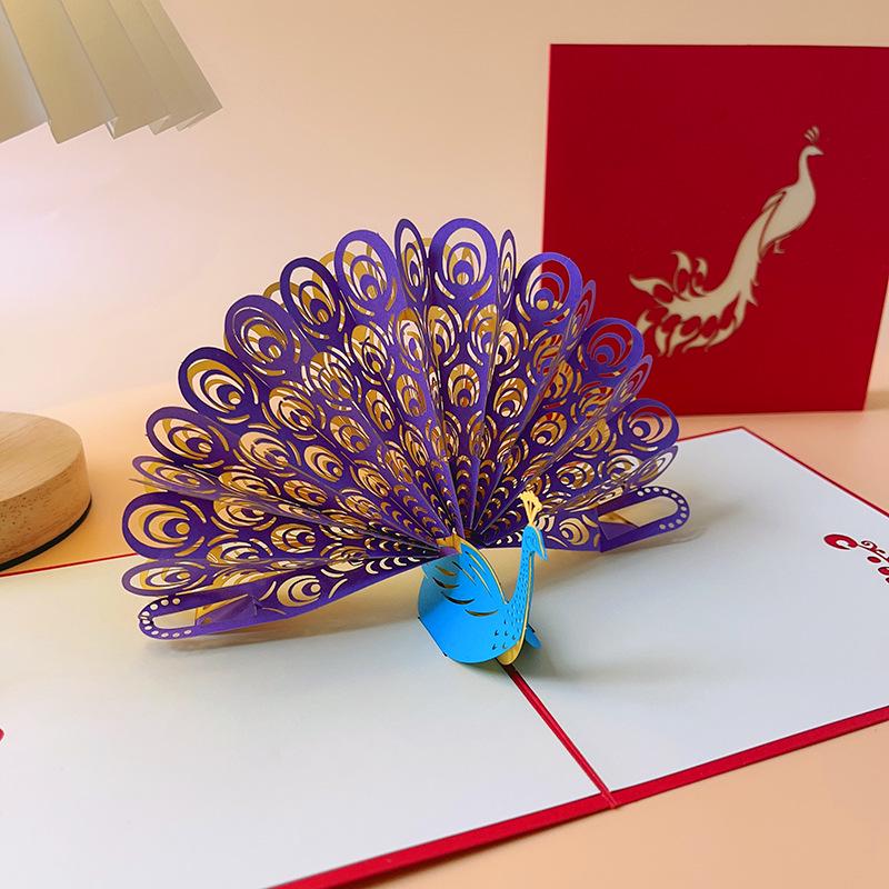 

Dreamy Peacock 3D Pop-up Greeting Card for New Year, Birthday, or Christmas Celebrations