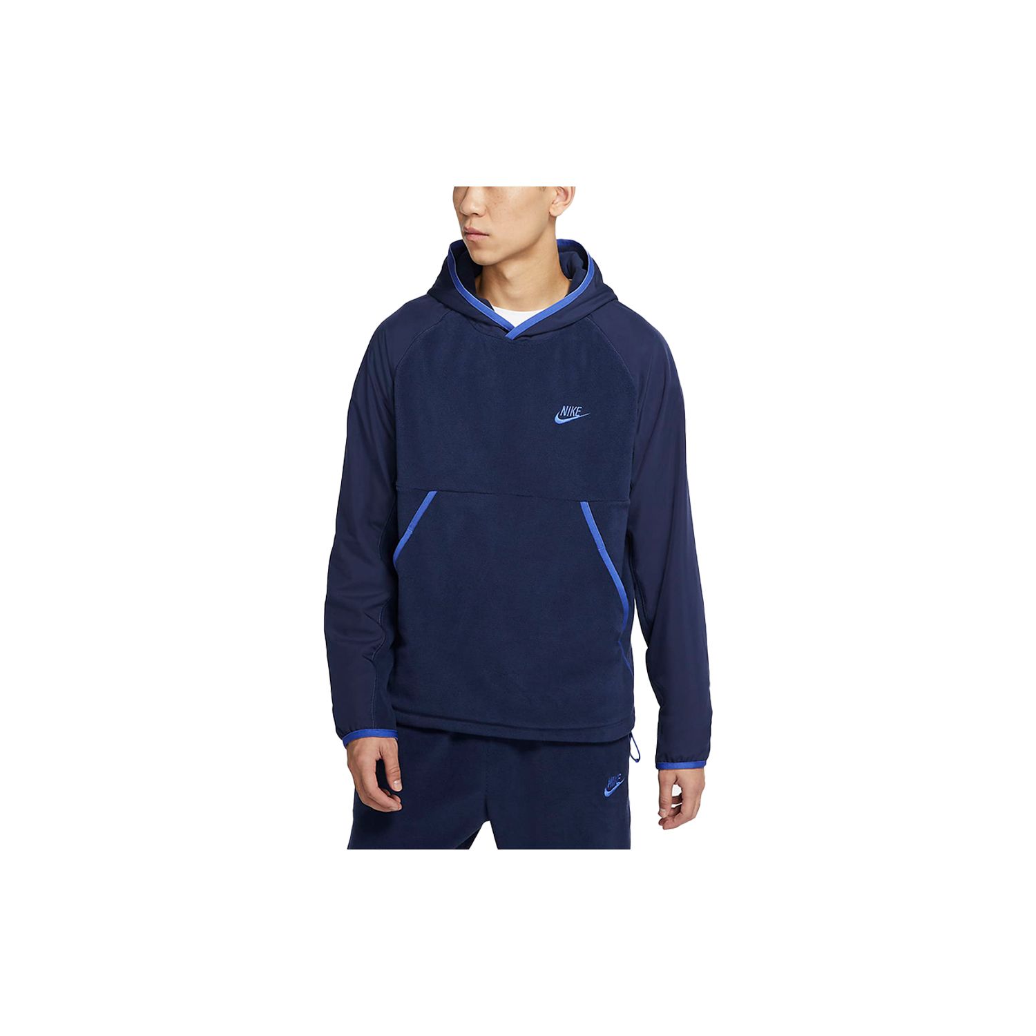 

Nike Solid Color Pullover Fleece Hoodie Men Tops Navy-Blue CU4364-410 M